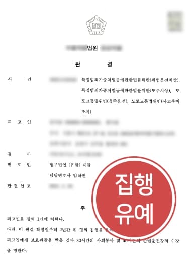 [12대중과실교통사고 처벌방어] 혐의 다수의 의뢰인, 대륜의 조력으로 실형 피하고 집행유예 판결 받다